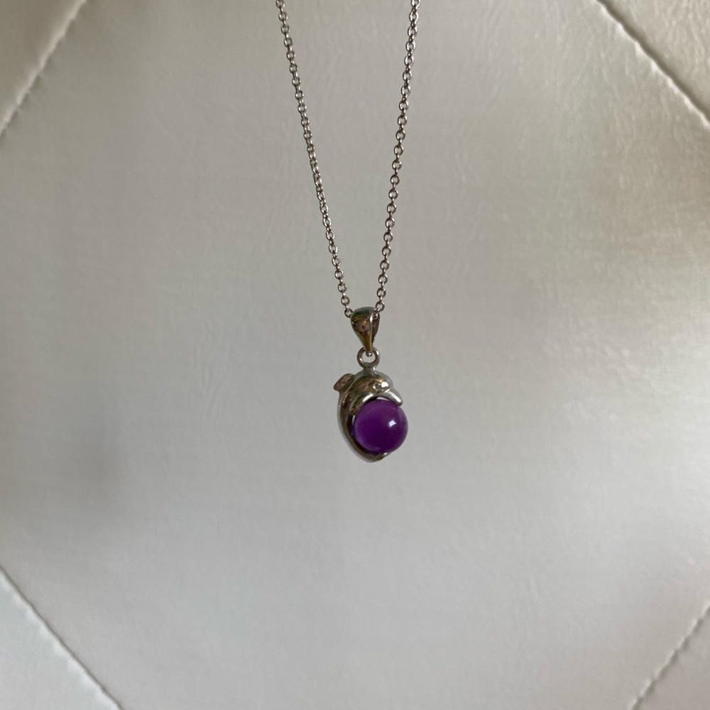 Dolphin with Purple Marble Necklace